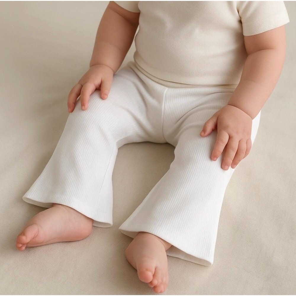 Organic Cotton Baby Pants Flare Fit Minimalist Baby Clothes Natural Fibers